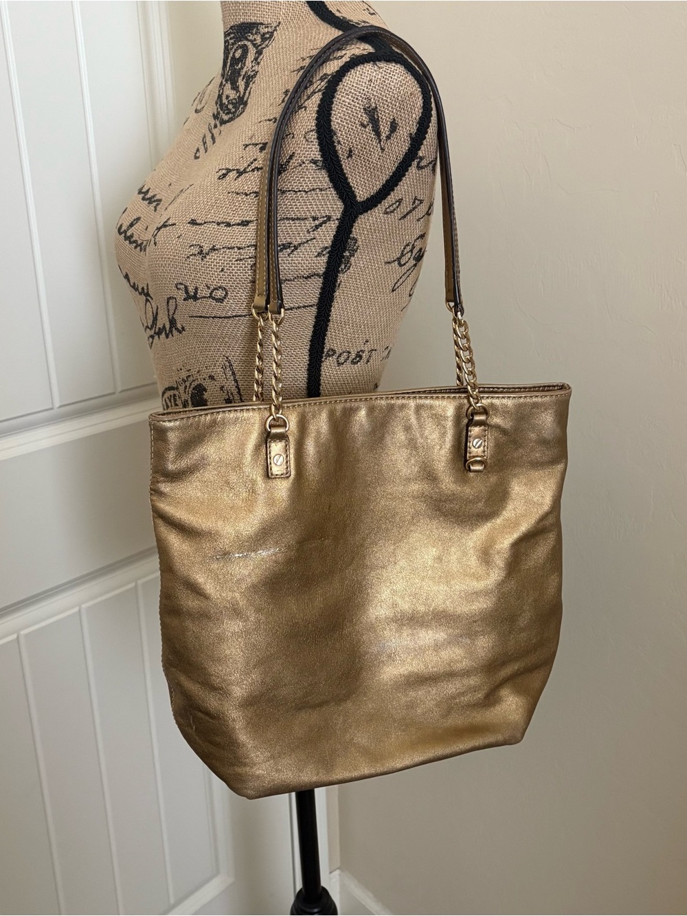 Michael Kors Dark Gold Metallic Tote Shoulder Bag - USED - for DIY?